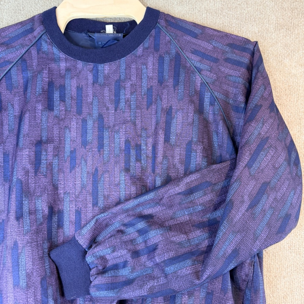 Sunderland of Scotland Weatherbeater Golf Windshirt Mens Large Purple Blue Print